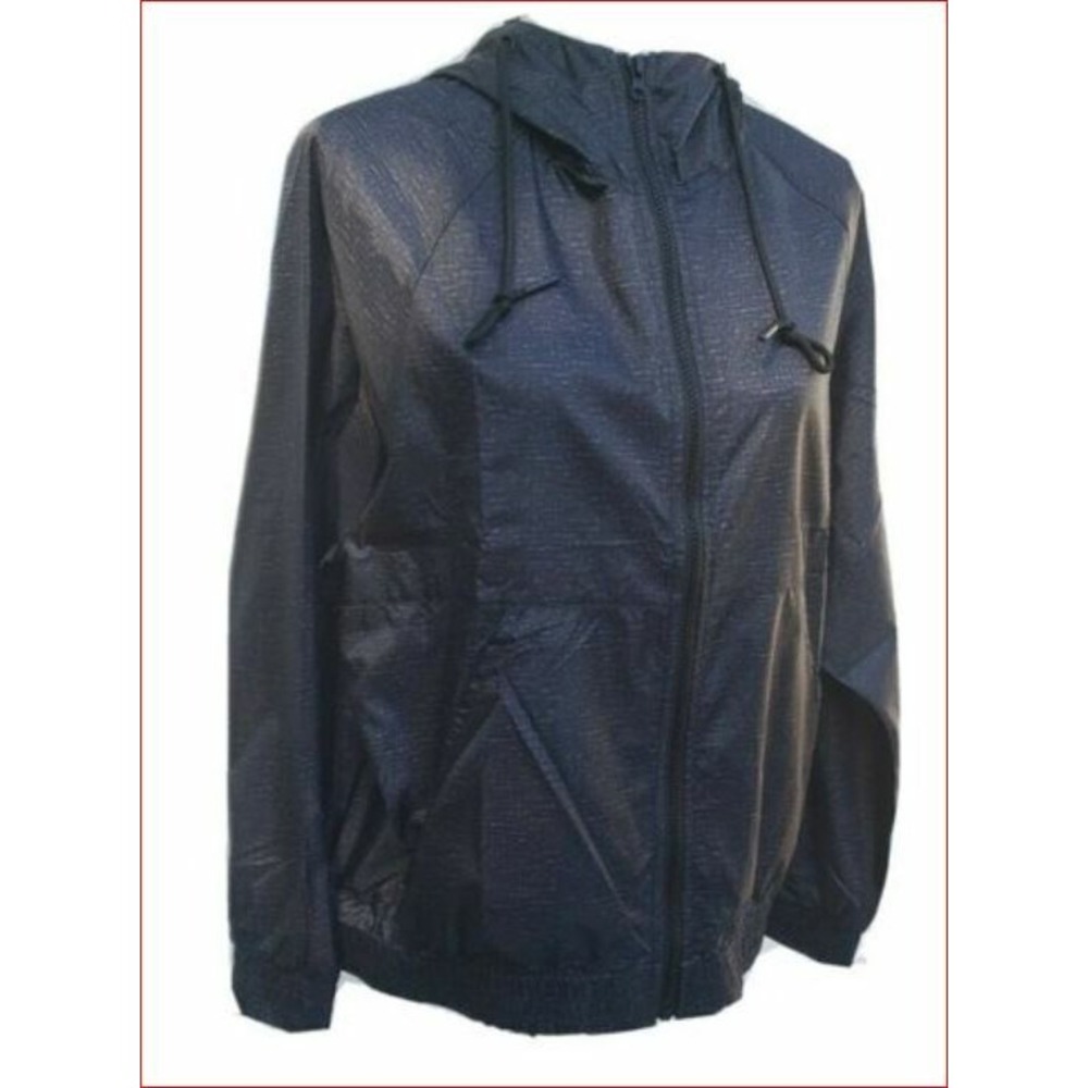 BCBGMaxazria women rain jacket hooded full zip BMAX0011 black grey M $118